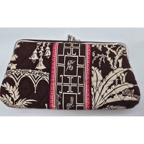 Vera Bradley Quilted Tote Bag & Matching Wallet - Brown/Beige Asian-Inspired Pri - Picture 3 of 5